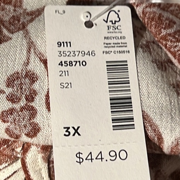 Reitmans Cropped Blouse Button Down Sleeveless V-Neck Cream Brown Size 3X NEW - Picture 7 of 11